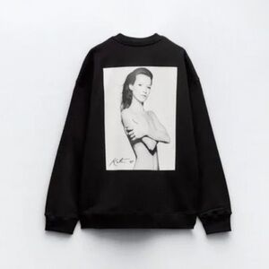 Zara Black Crew Neck Sweater with  Kate moss